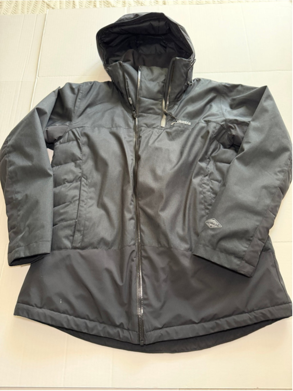 Columbia Omni-Tech black waterproof hooded winter jacket sz 1X